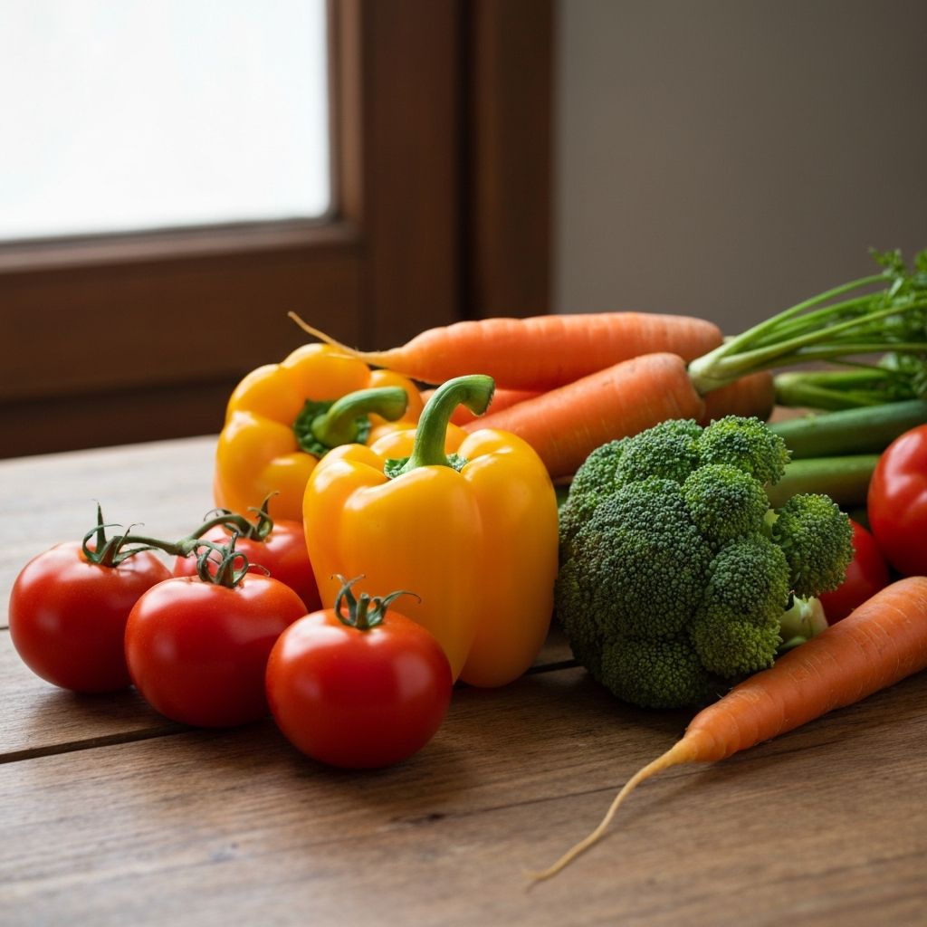 Frisches Gemüse auf einem Holztisch